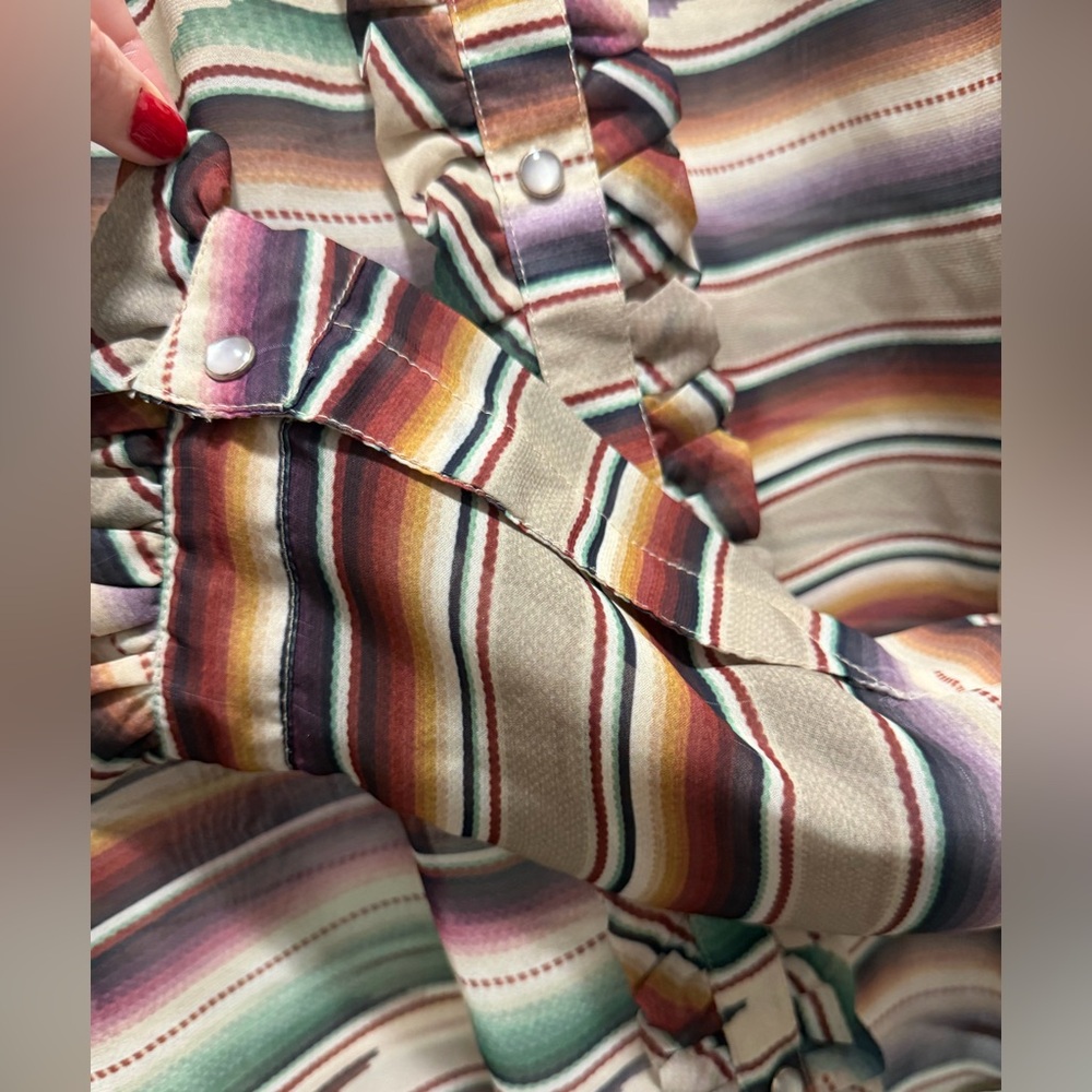 Double D Ranch Santa Rita Blouse Western Pearl Snap Serape Embroidered Boho Top - Picture 9 of 16